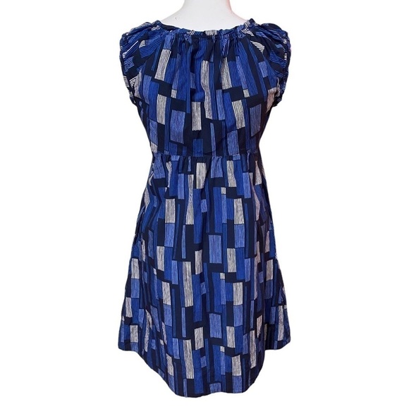 Calvin Klein Geometric A-line Dress Black Blue Mini Size 2 - Picture 4 of 7